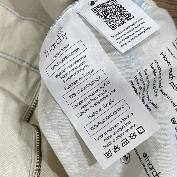 Triarchy Jeans Women 31 Ms Hart Petal Hem High Rise Straight Leg Denim Cream NWT - Picture 7 of 15